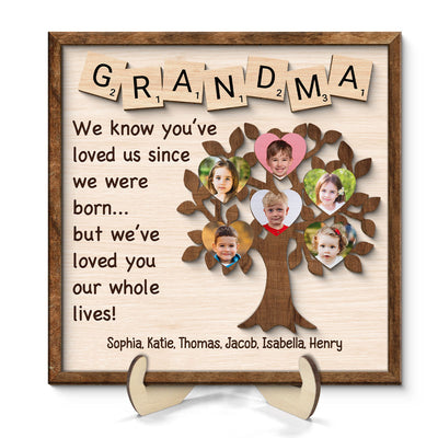 Grandma We Know You‘ve Loved Us Since We Were Born Personalized 2-Layer Wooden Plaque