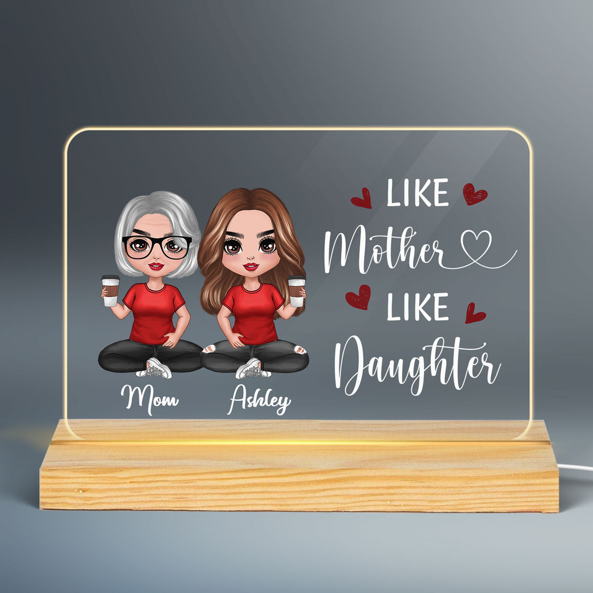 Doll Like Mother Like Daughter Gift For Mom For Daughter Personalized Custom Shape Horizontal Rectangle Acrylic Plaque LED Night Light