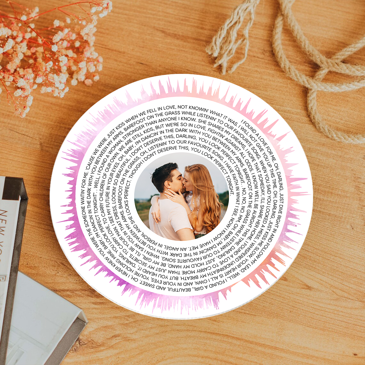 Custom Soundwave Art Spiral Lyrics Personalized Acrylic Song Plaque, Romantic Wedding Gift Anniversary Gift Engagement Gift For Him, For Her