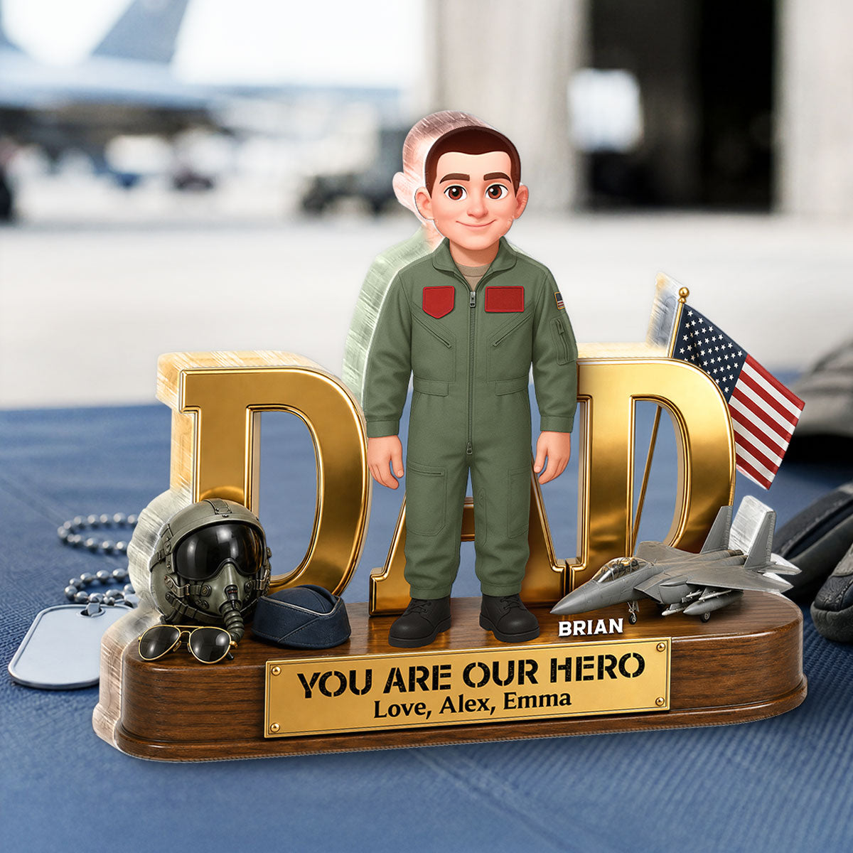 Proud American Air Force Dad You Are Our Hero - Personalized Acrylic Block Plaque - Father's Day Gift For Dad
