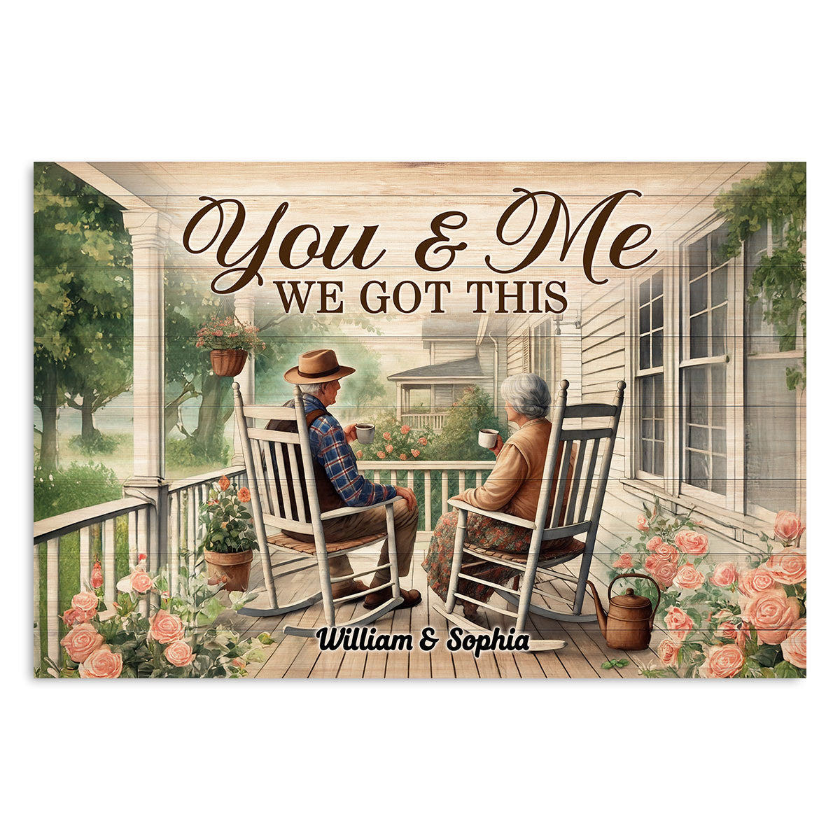 Old Couple Sitting Together On The Porch Personalized Poster, Heartfelt  Gift For Him, For Her, Husband, Wife
