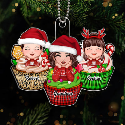 Grandma Grandkids Cupcakes Christmas Gift For Grandson Granddaughter Personalized Acrylic Ornament