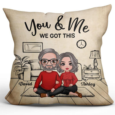 Couple Sitting In House Outline Background Personalized Pillow (Insert Included)