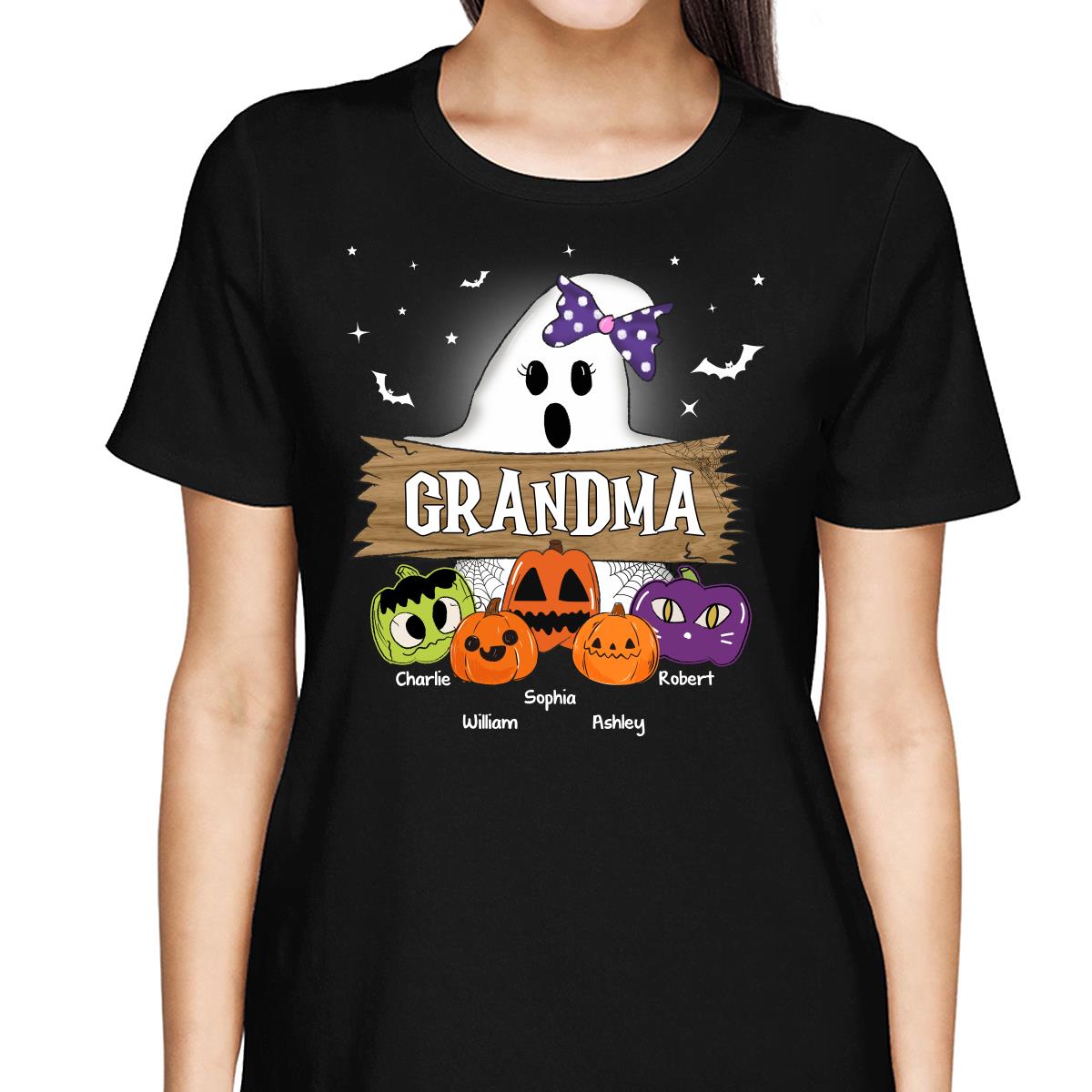 Halloween Grandma Mom Boo Kids Pumpkins Personalized Shirt