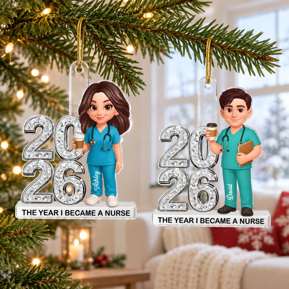 The Year I Became A Nurse - Personalized Acrylic Ornament - Christmas Gift, Graduation Gift For Nurse, Milestone Keepsake For Healthcare Workers