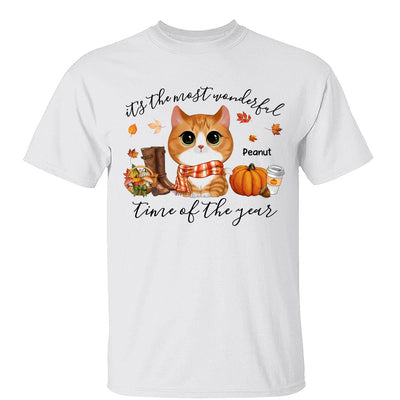 Fall Season Watercolor Cute Cats It‘s The Most Wonderful Time Of The Year Personalized Shirt