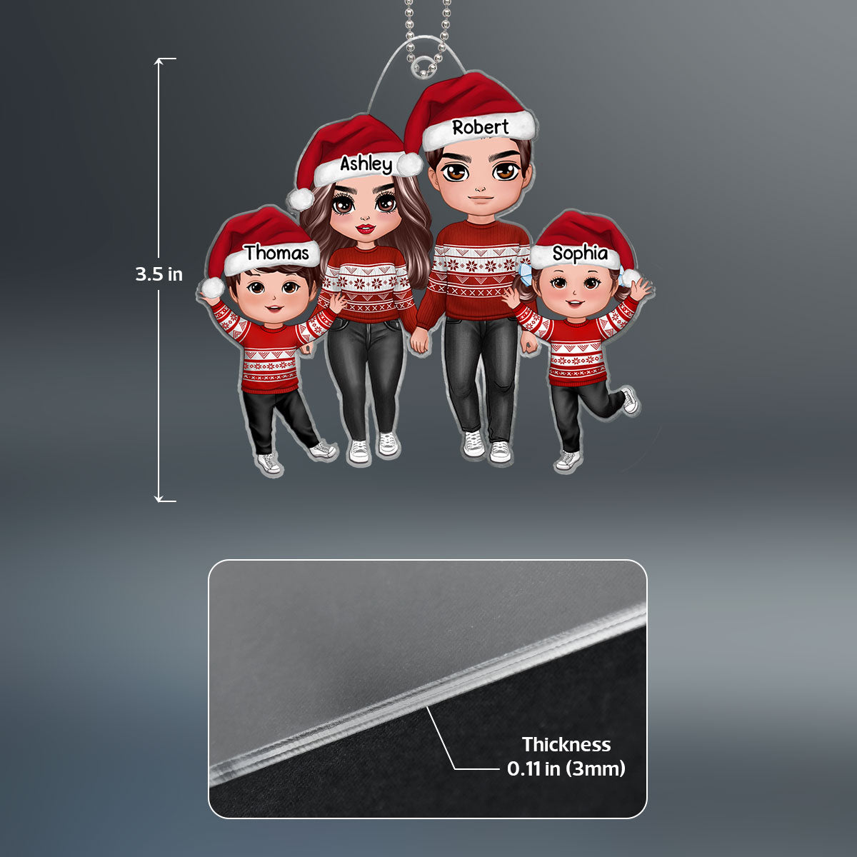 Happy Doll Family Christmas Gift Personalized Acrylic Ornament