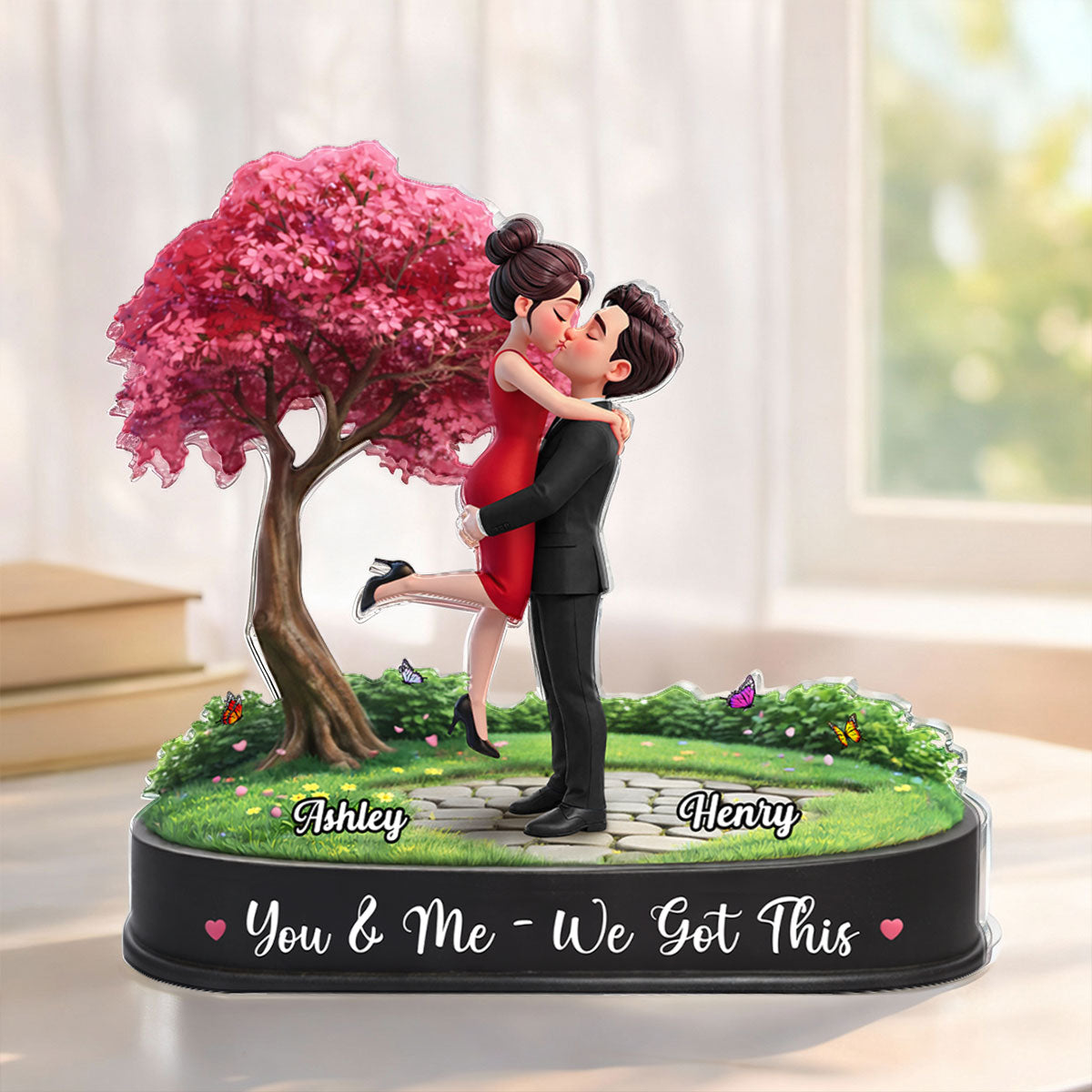 My Favorite Place is Inside Your Hug Couple Kissing - Personalized Acrylic Block Plaque - Valentine's Day Gift for Her, for Him