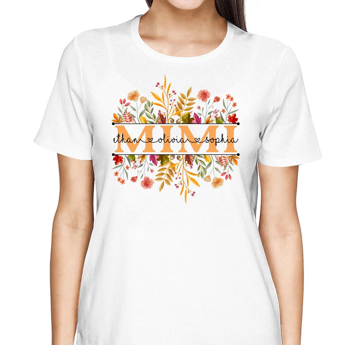 Fall Season Grandma With Grandkids Names Personalized Shirt