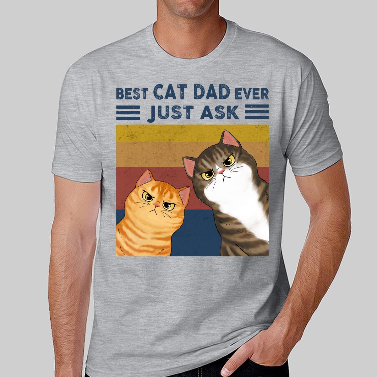 Best Cat Dad Ever Funny Peeking Cats Personalized Shirt