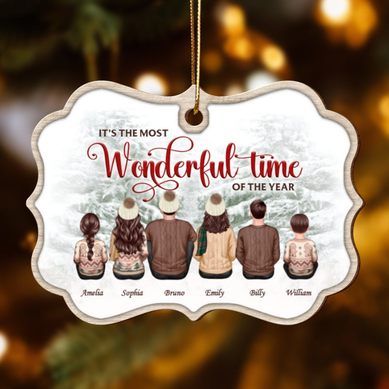 Vintage It's The Most Wonderful Time Of The Year Personalized Wooden Ornament, Christmas Gift For Family