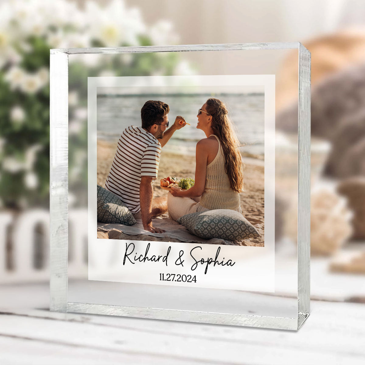 Couple Photo Frame Upload Personalized Acrylic Square Block Plaque, Heartfelt  Gift For Couple, For Him, For Her, Boyfriend, Girlfriend, Husband, Wife