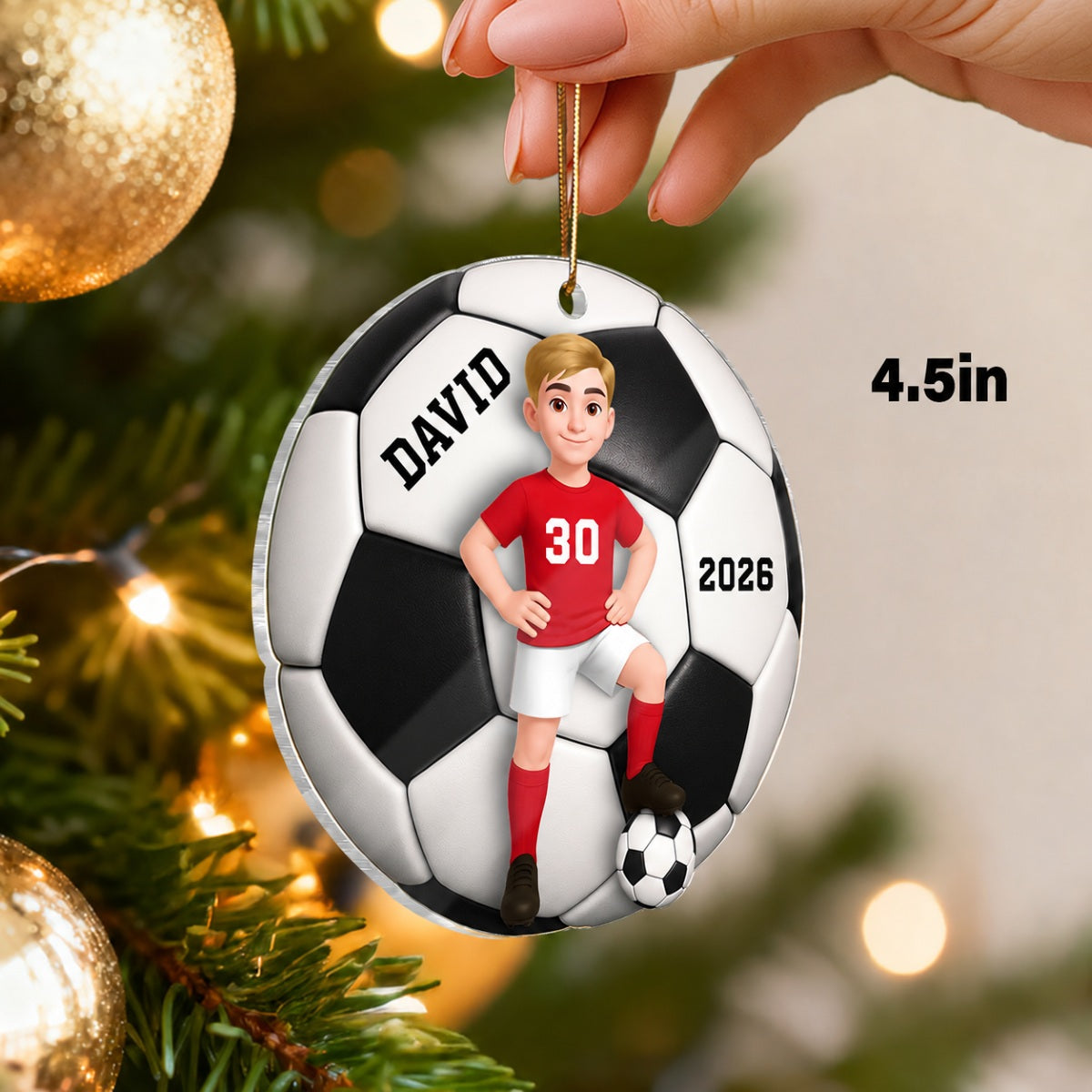 Soccer Girl Boy 3D Effect - Personalized Acrylic Ornament