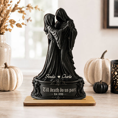 The Last Dance Grim Couple - Personalized 2-Layered Wooden Plaque - Halloween Decor For Couple