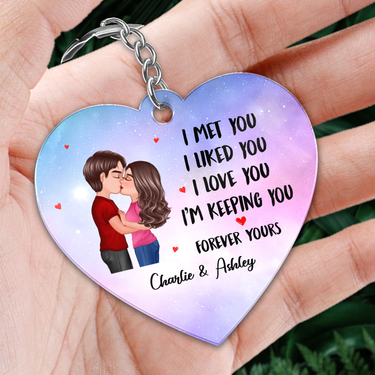 Couple Kissing I Met You I Love You Favorite Song Scannable QR Code Anniversary Gift For Him For Her Personalized Acrylic Keychain