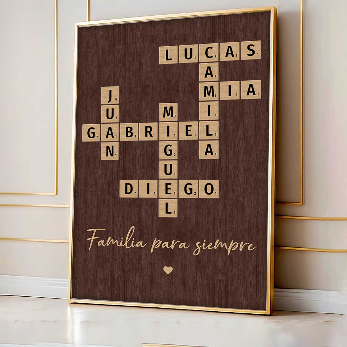 Arte de Crucigrama Familiar - Creado en un Momento, Atesorado para Siempre Póster Personalizado