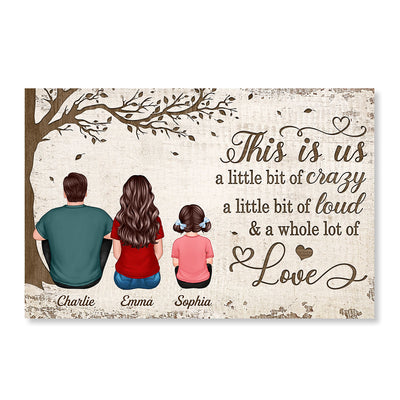 This Is Us Back View Family Sitting Under Tree Personalized Horizontal Poster