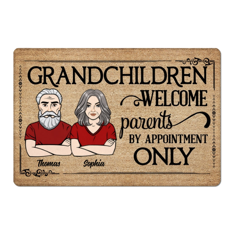 Grandchildren Welcome Parents By Appointment Grandparents Personalized Doormat