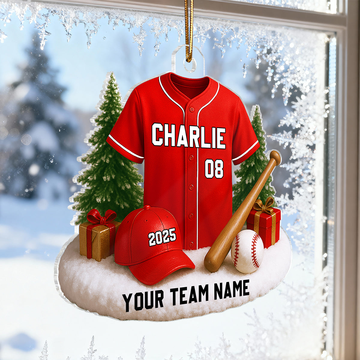 3D Effect Baseball Player Uniform - Personalized Acrylic Ornament - Gift For Baseball Players, Baseball Team