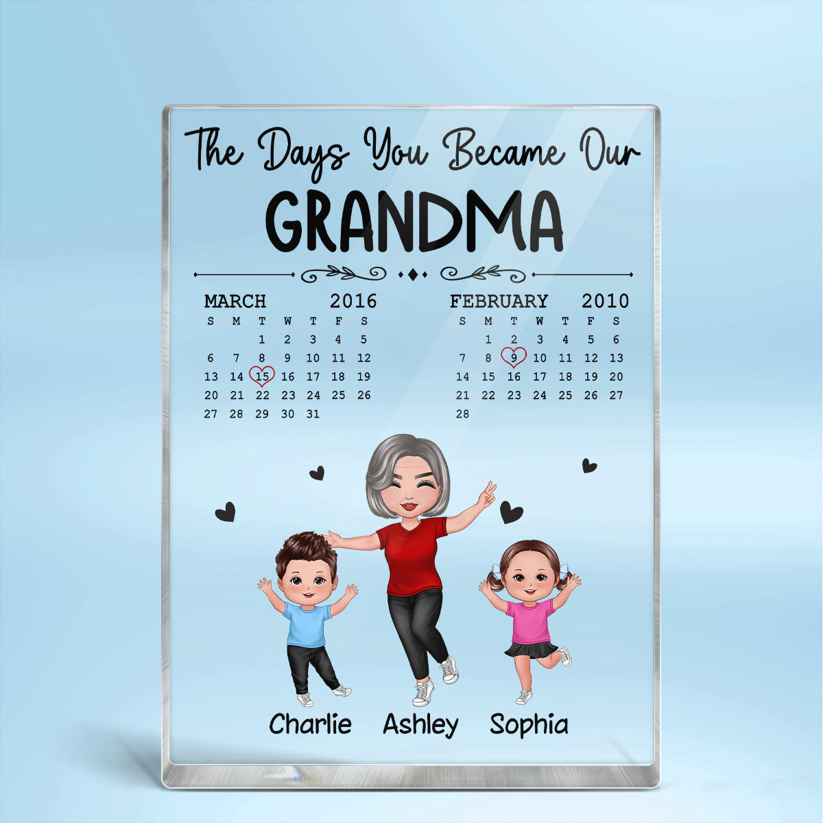 The Days You Became Our Grandma Happy Woman & Doll Kids Personalized Vertical Rectangle Acrylic Block Plaque
