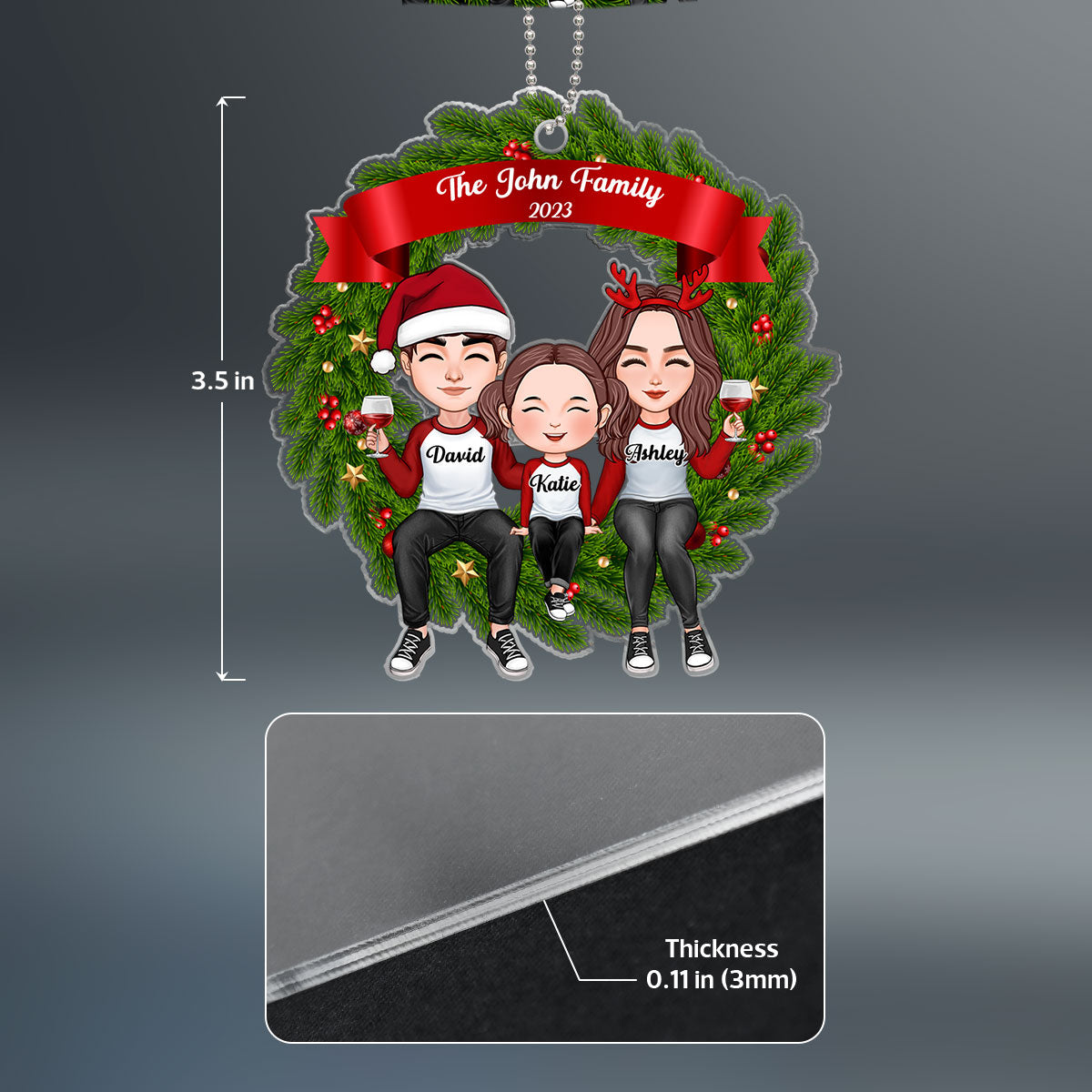 Family Wreath Personalized Acrylic Ornament