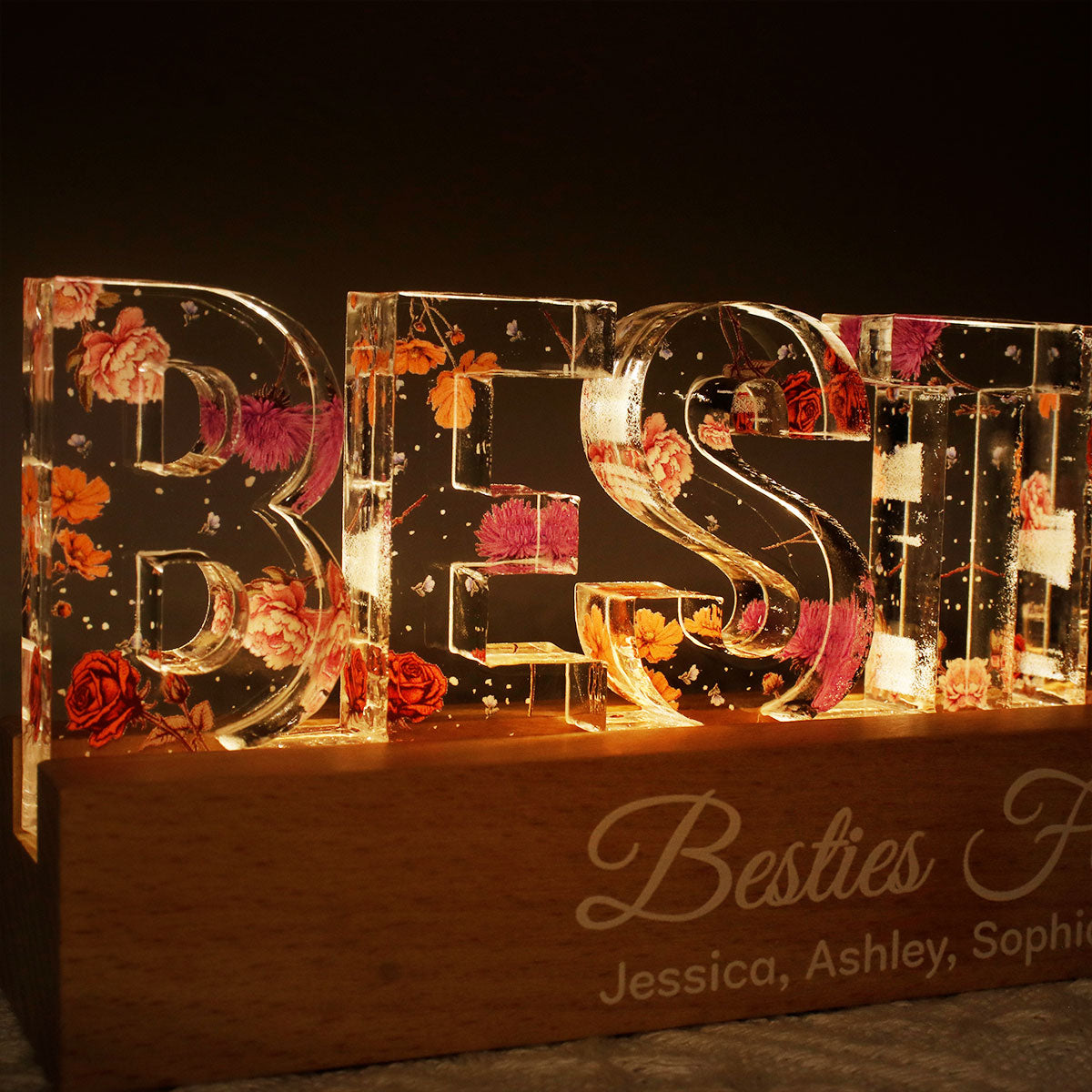 Besties If Friends Were Flowers I'd Pick You, Birth Month Flower, Friendship Gift, Personalized LED Night Light