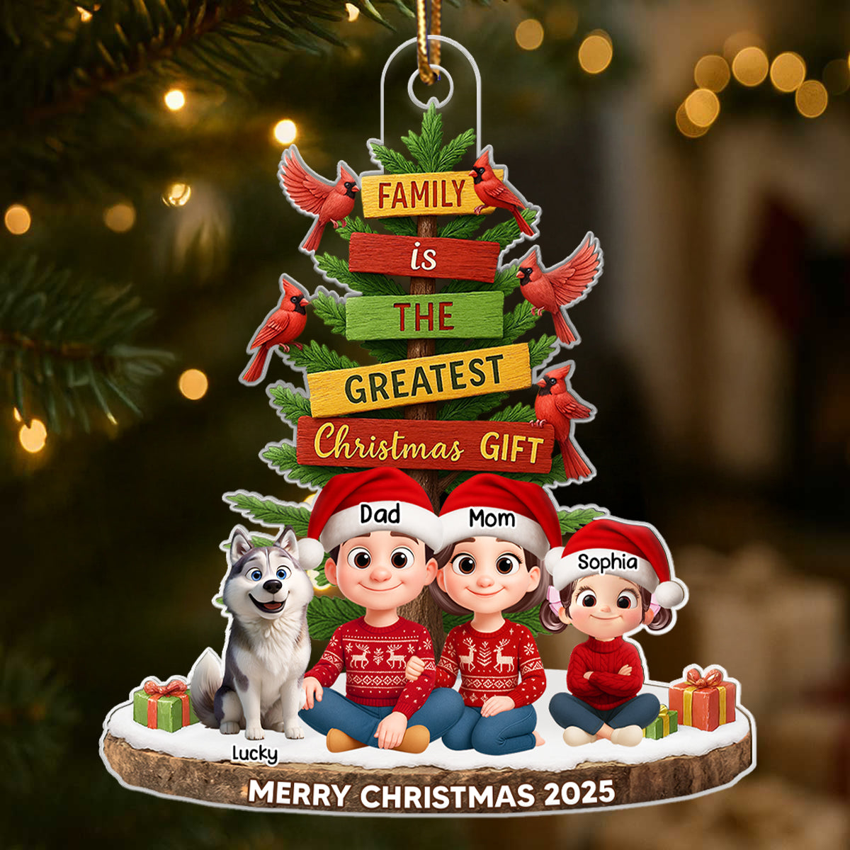 Family Is The Greatest Gift - Personalized Acrylic Ornament - Christmas Gift for Family