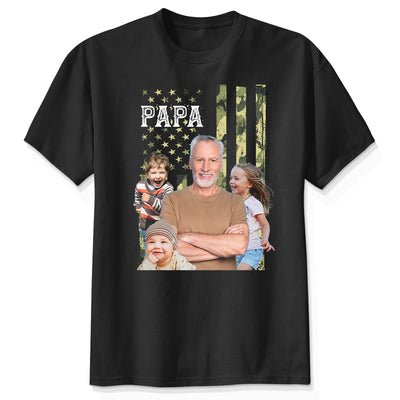 Dad Grandpa Nation Flag Photo Inserted Personalized Shirt, 4th Of July, Patriotic Gift