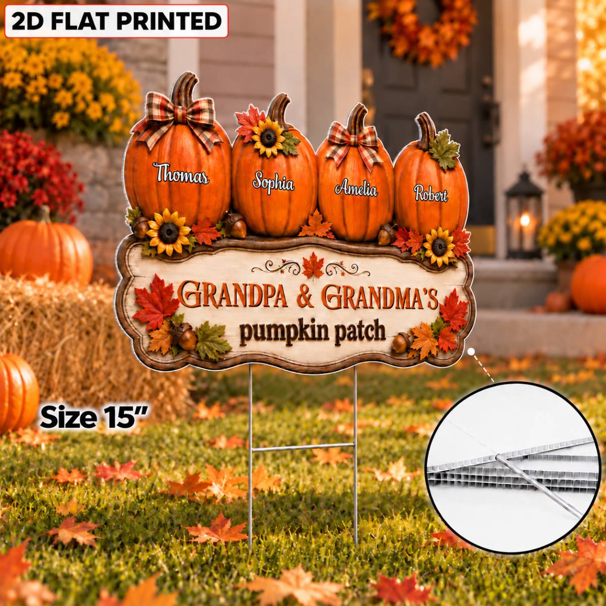 Cozy Fall Vibe Grandpa Grandma's Pumpkin Patch - Personalized Corrugated Plastic Yard Sign - Fall Decor For Grandparents