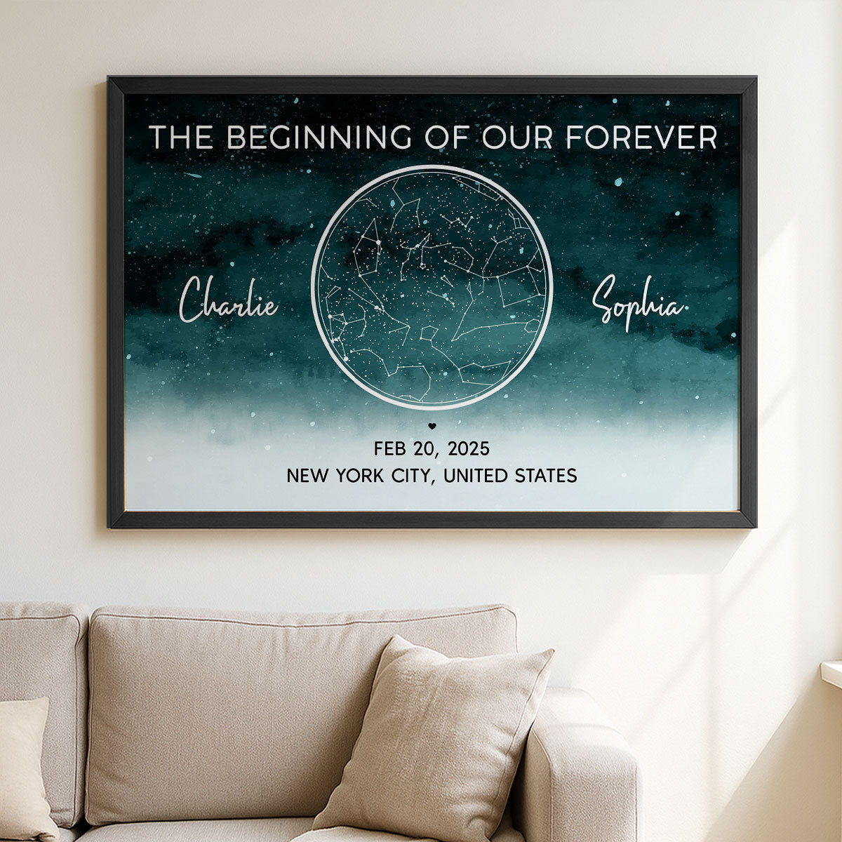 Starry Night Eternal Love Couple Custom Star Map Anniversary Date Personalized Poster| Anniversary Gift, Wedding Gift For Couple