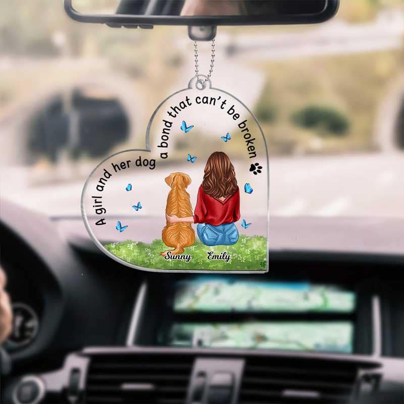 A Girl And Her Dog Bond Can‘t Be Broken Personalized Acrylic Ornament