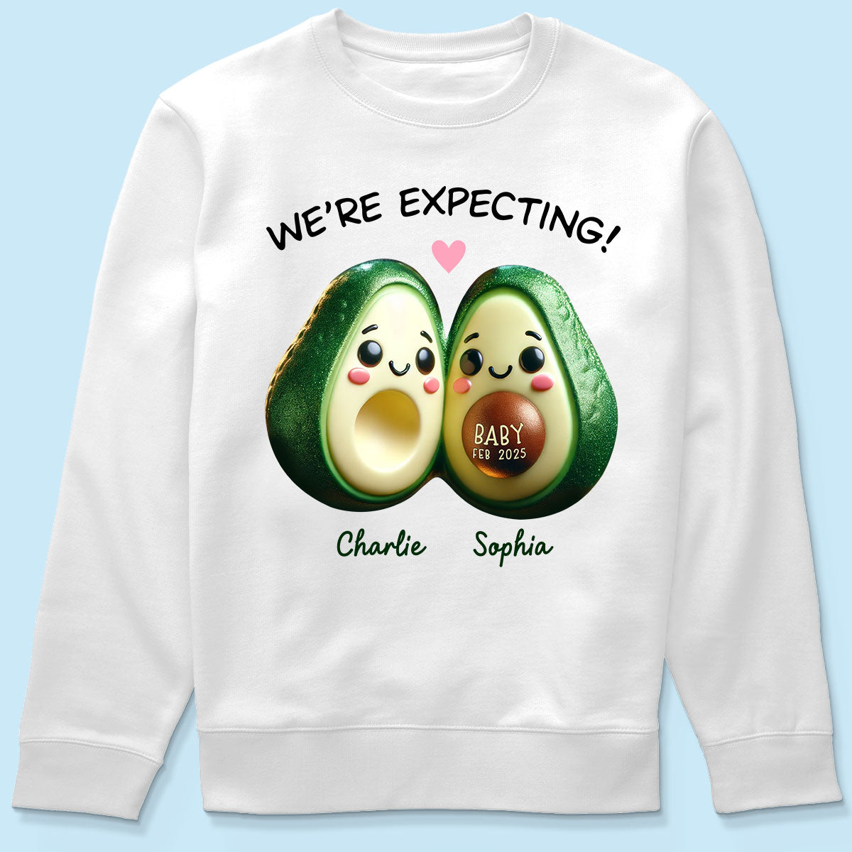 Avocado Couple Expecting Parents Pregnancy Announcement Keepsake Personalized Shirt