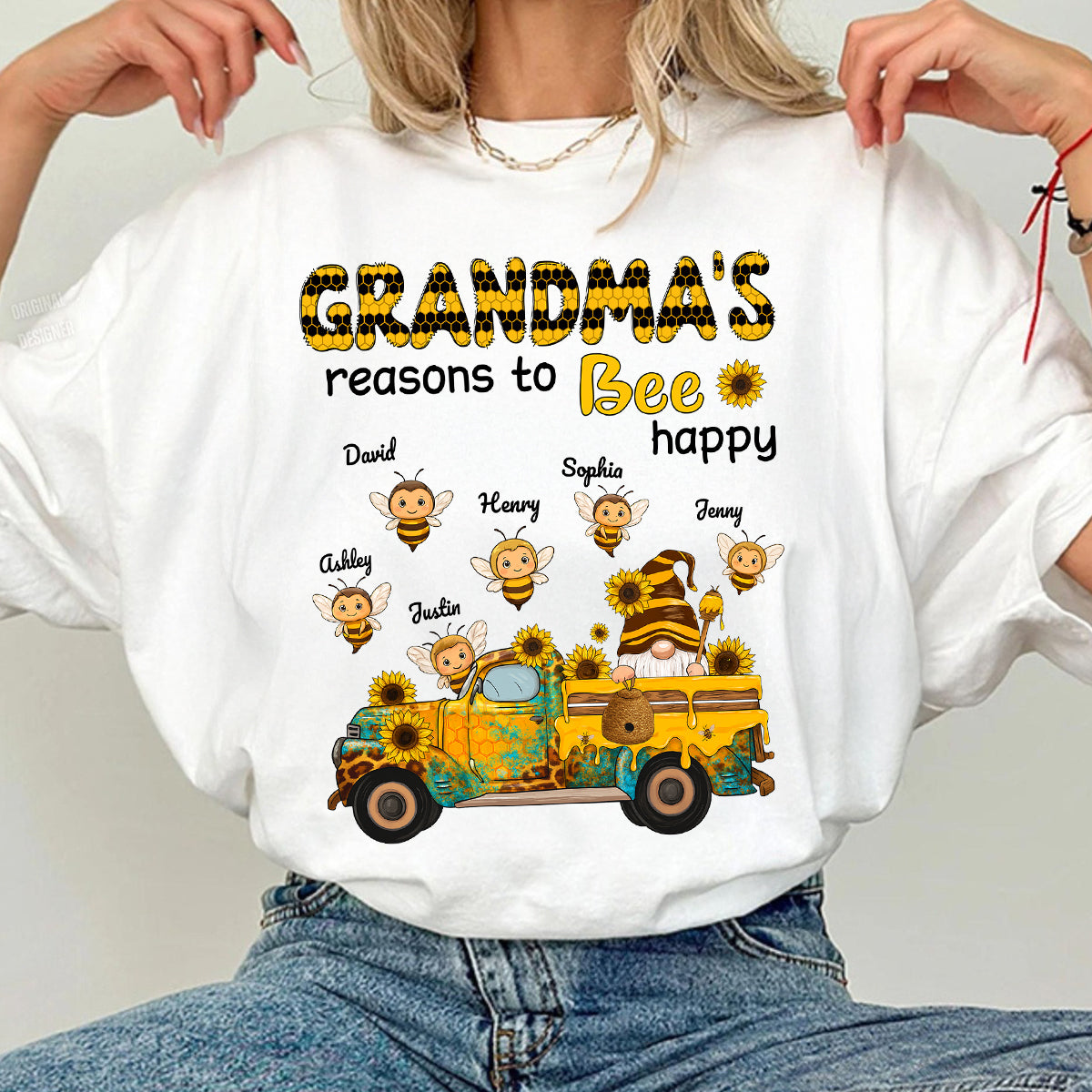 Gnome Grandma's Reasons to be Happy Personalized Sweatshirt, Cozy Fall Sweatshirt for Grandma
