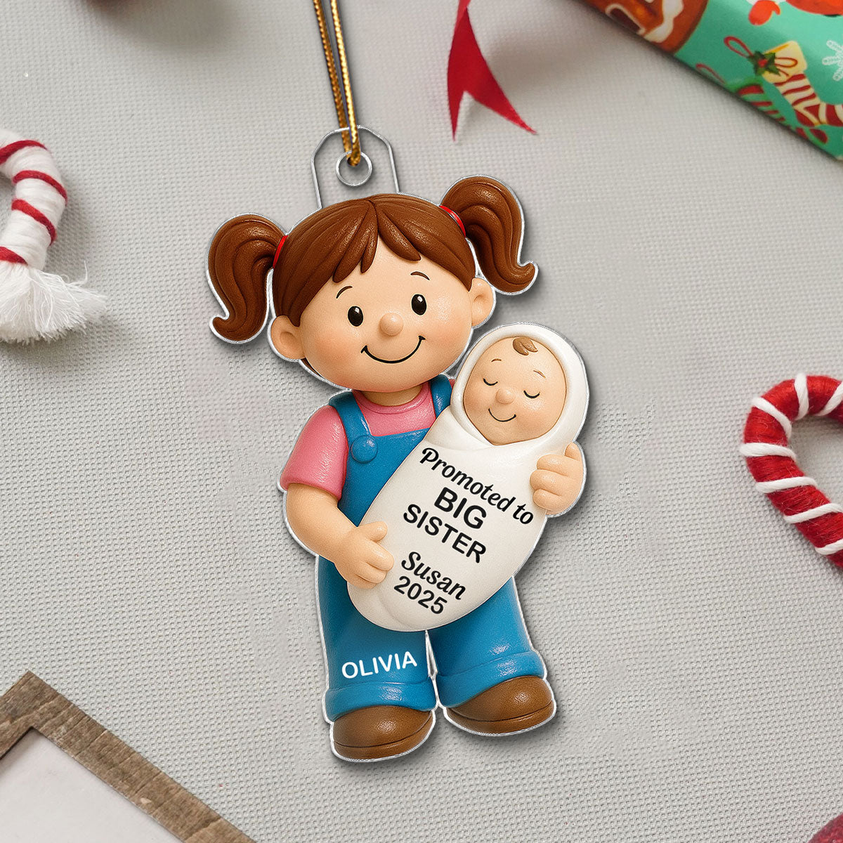 Promoted To Big Sister Big Brother Personalized Acrylic Ornament, New Big Brother, New Big Sister Gift