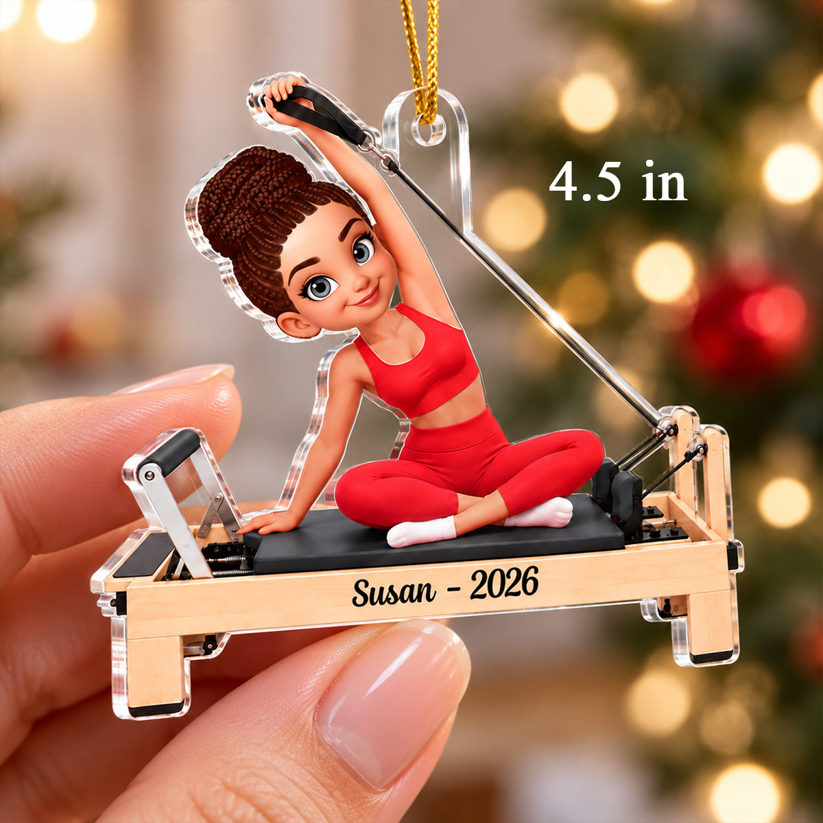 Custom Pilates Girl Name - Personalized Acrylic Ornament - Custom Christmas Gift for Pilates Lovers