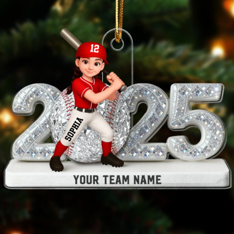 3D Shining Effect Christmas Baseball Player - Personalized Acrylic Ornament - Christmas Gift For Baseball Players