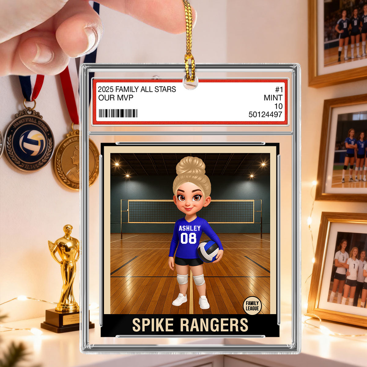 Volleyball Player All Star Trading Card Style - Personalized Acrylic Ornament - Christmas Gift For Daughter, Granddaughter