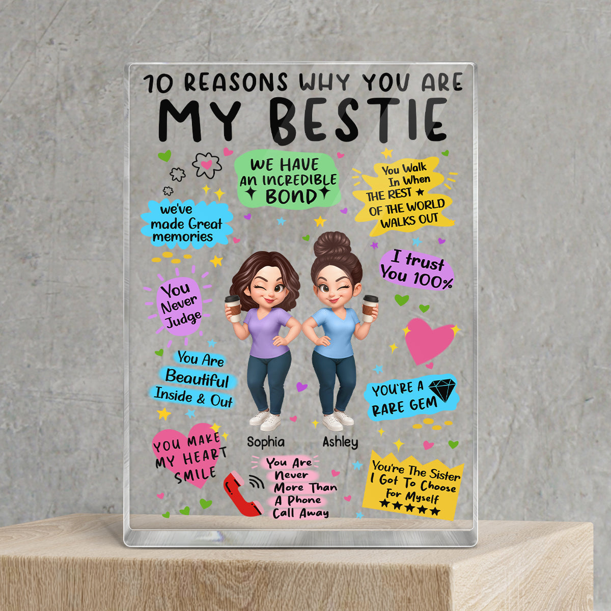 10 Reasons Why You Are My Besties Personalized Acrylic Block Plaque