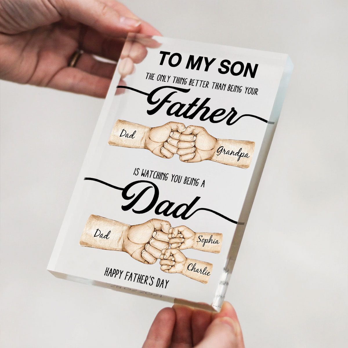 The Only Thing Better Than Being Your Father Fist Bump Personalized Acrylic Block, Father's Day gift for Son from Dad