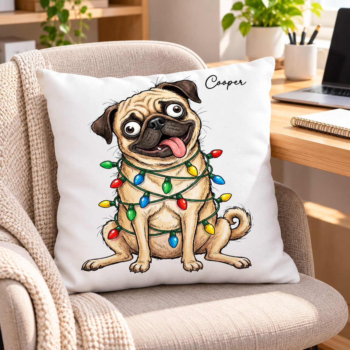 Custom Pet Portrait Quirky Silly Dog - Pillow - Funny Christmas Gift For Dog Lover