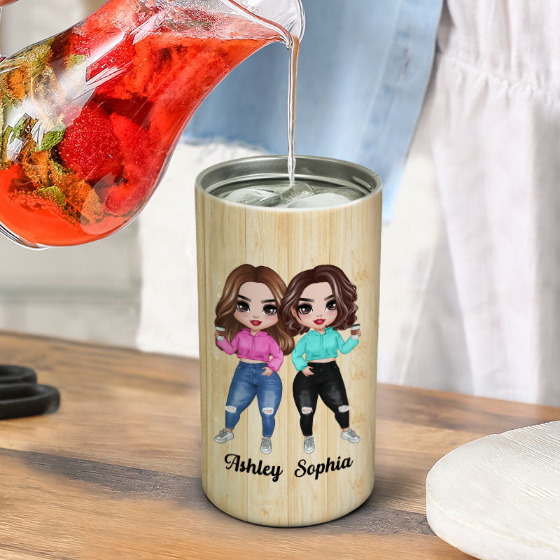 Doll Hoodie Besties Standing To My Bestie Personalized 4 In 1 Can Cooler