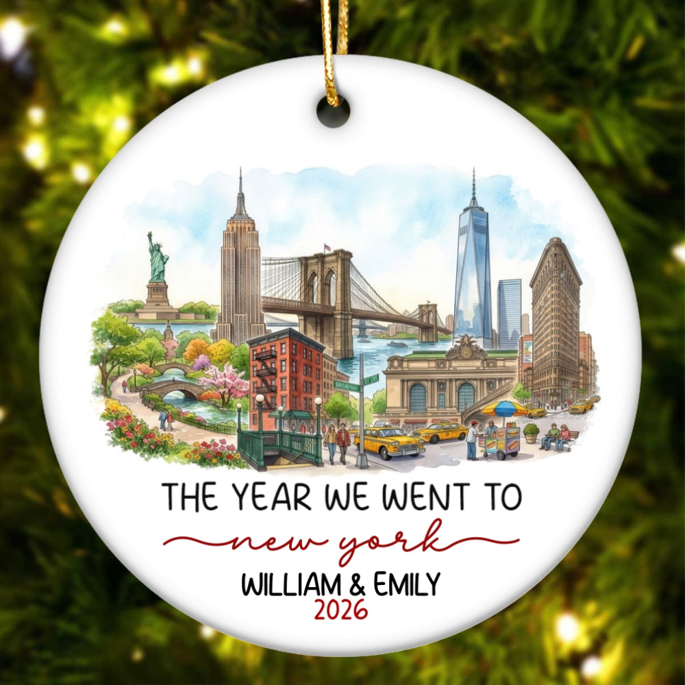 The Year We Went To - Personalized Ceramic Ornament - Travel Keepsake, Christmas Gift for Couples, Family, Friends & Travel Lovers.