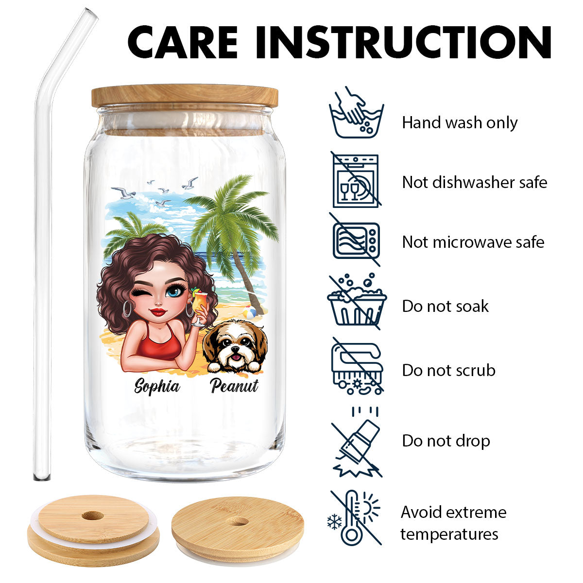 Summer Vibe Life Is Better With A Dog Personalized Clear Glass Can