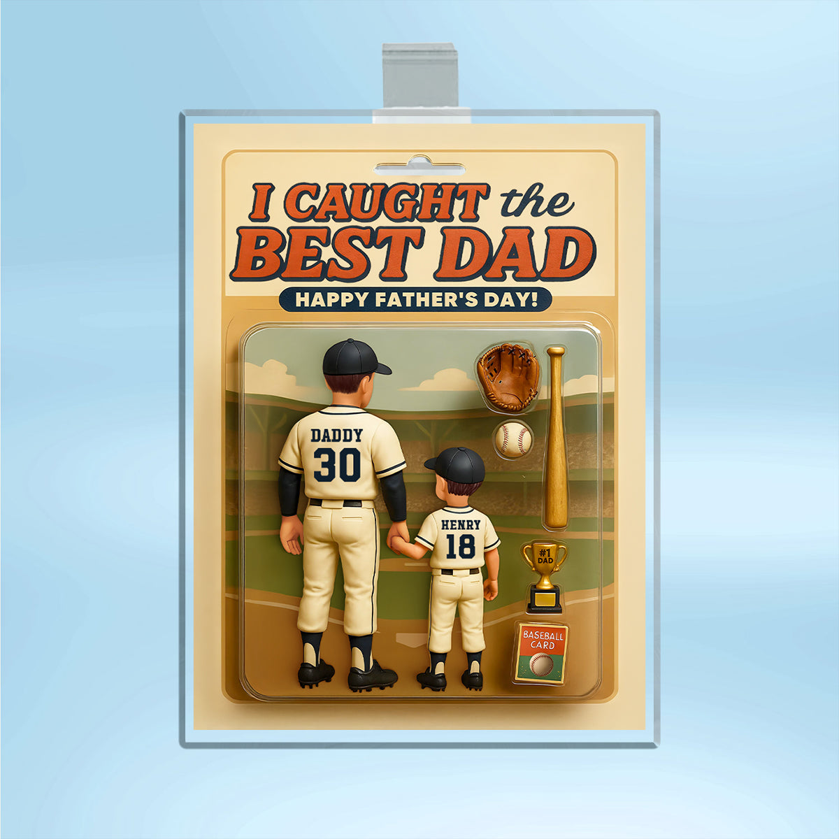 We Caught the Best Dad, Grandpa Baseball Custom Figure Personalized Acrylic Car Visor Clip, Father's Day Gift for Dad, Gift for Husband