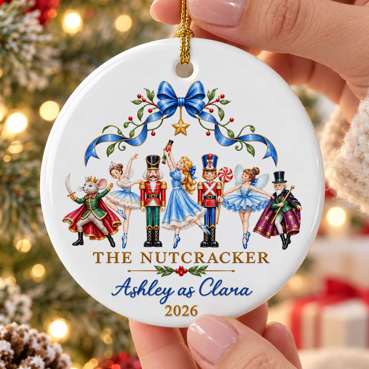 The Nutcracker Custom Name And Character - Personalized Ceramic Ornament - Christmas Gift For Ballet Dancers, Girls, Kids