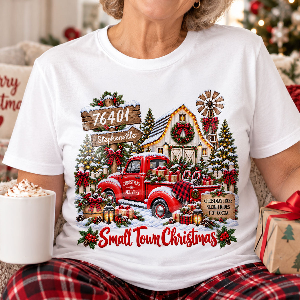 Custom Zip Code Small Town Christmas - Personalized Shirt - Trendy Christmas Holiday Tee, Town Pride