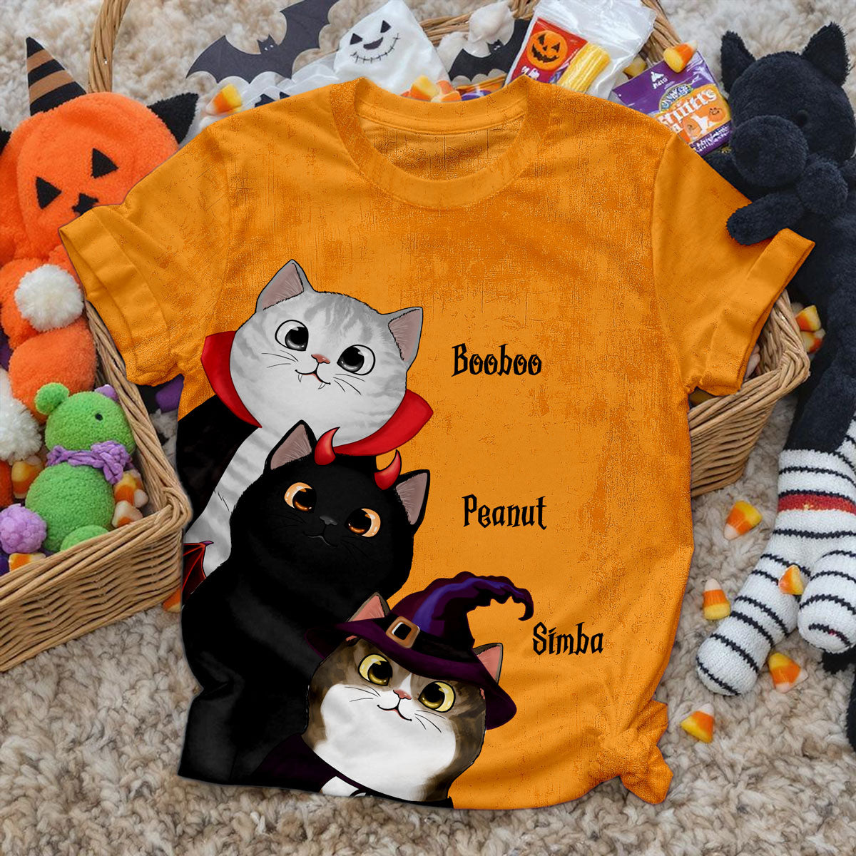 Peeking Halloween Cats Spooky Vibe - Personalized 3D Shirt