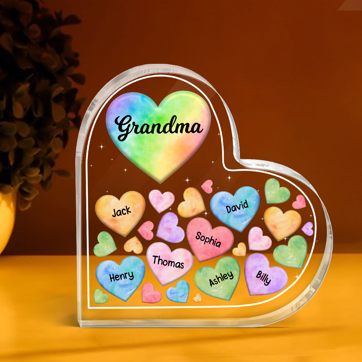 Grandma Mom Hearts In Heart Personalized Heart Acrylic Plaque