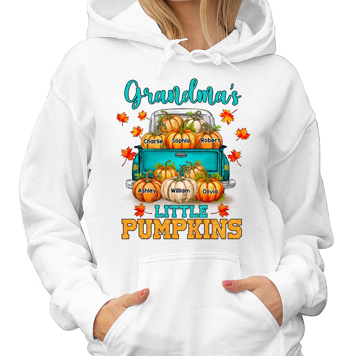 Fall Season Teal Pumpkin Truck Grandma Little Pumpkins Personalized Shirt