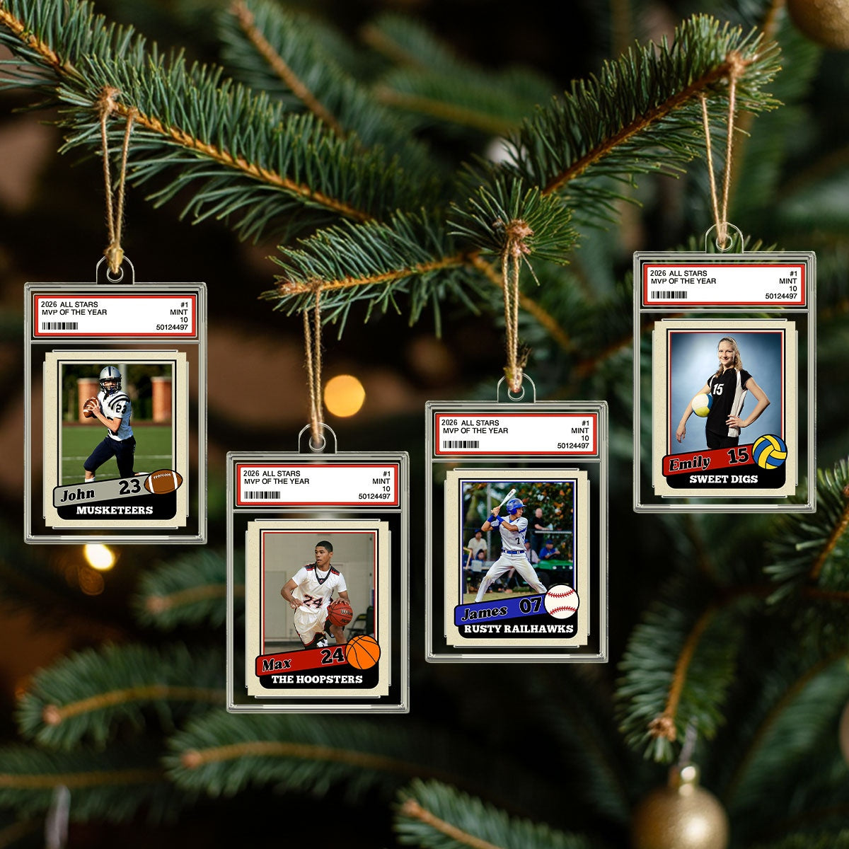 The MVP Sport Custom Photo Trading Card Style - Personalized Acrylic Ornament - Christmas Gift For Teenage, Kid